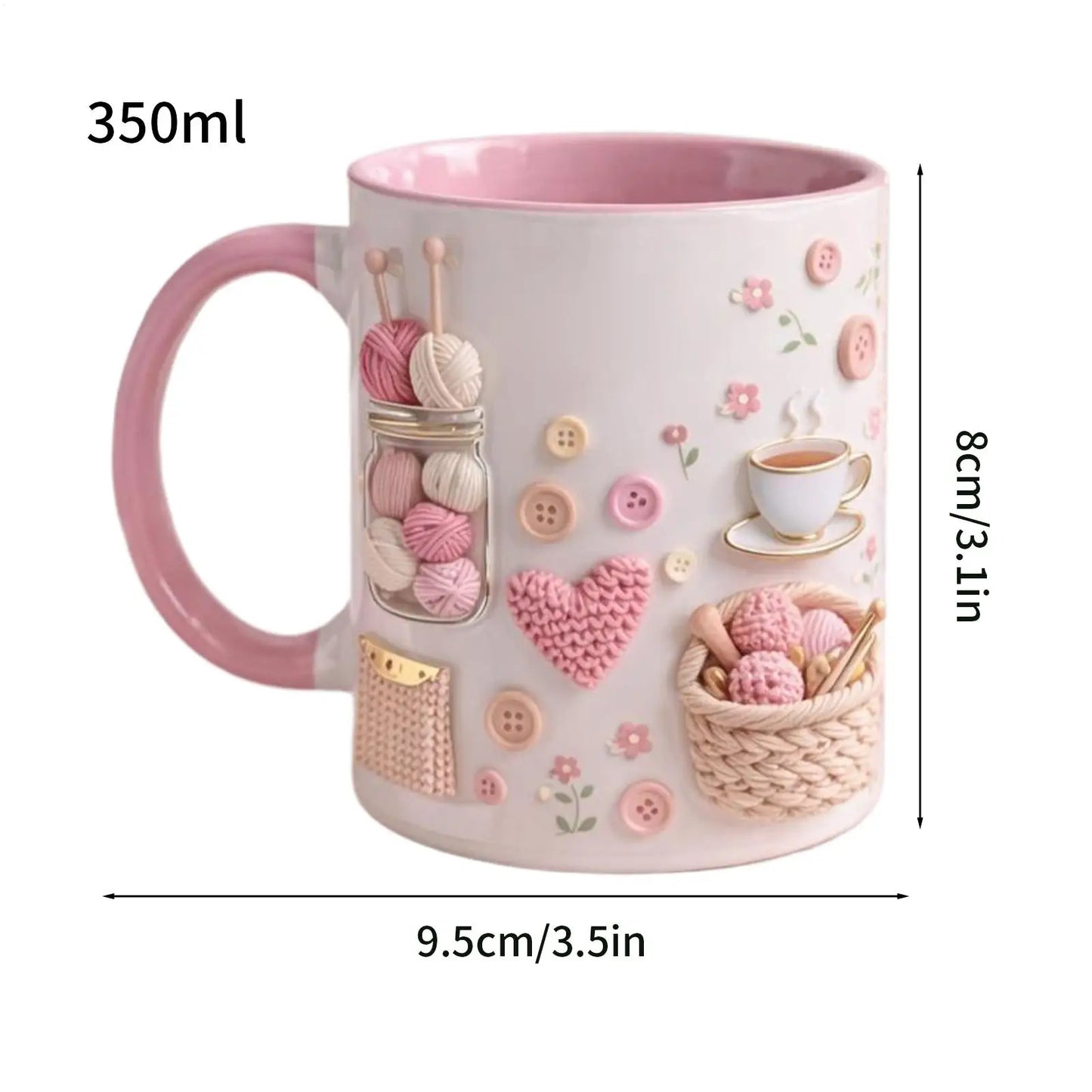 Funny Coffee Mug 350ml Ceramic Crochet Desk Decor Novelty Water Mug Coffee Cups for Women Mom Friend Sister Birthday Christmas