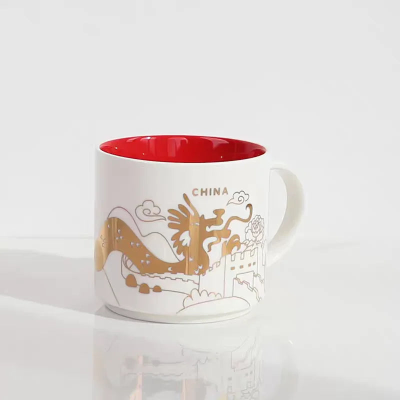 Ceramic Coffee Mug, American and Europe, New York, Los Angeles, Milk Cup, Beautiful Gifts, Party Return Gifts, 400ml