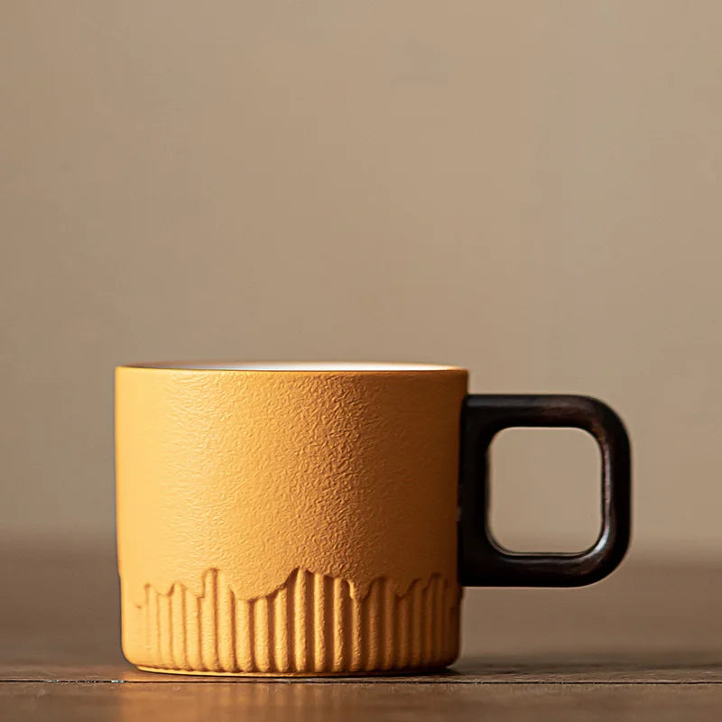 60ml Gradient ceramic tea cup with handle, heat-resistant coffee cup, household hand drawn mini minimalist mug