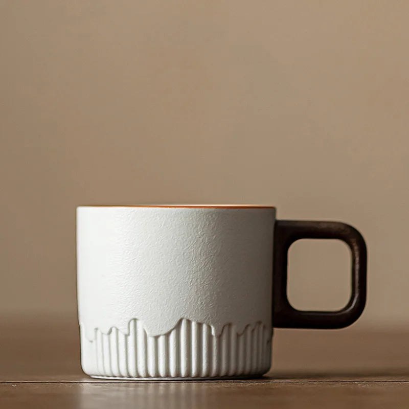60ml Gradient ceramic tea cup with handle, heat-resistant coffee cup, household hand drawn mini minimalist mug