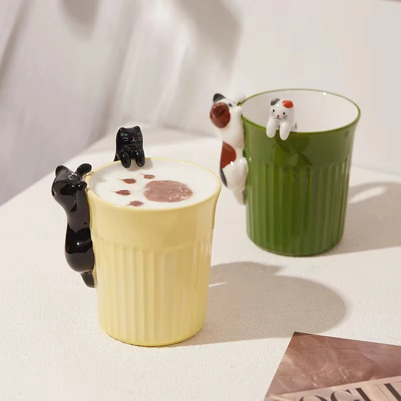 Cartoon Cute Cat Ceramic Mug Creative Office Water Cup Home Breakfast Milk Cup Couple Afternoon Tea Coffee Cup Friend Gift