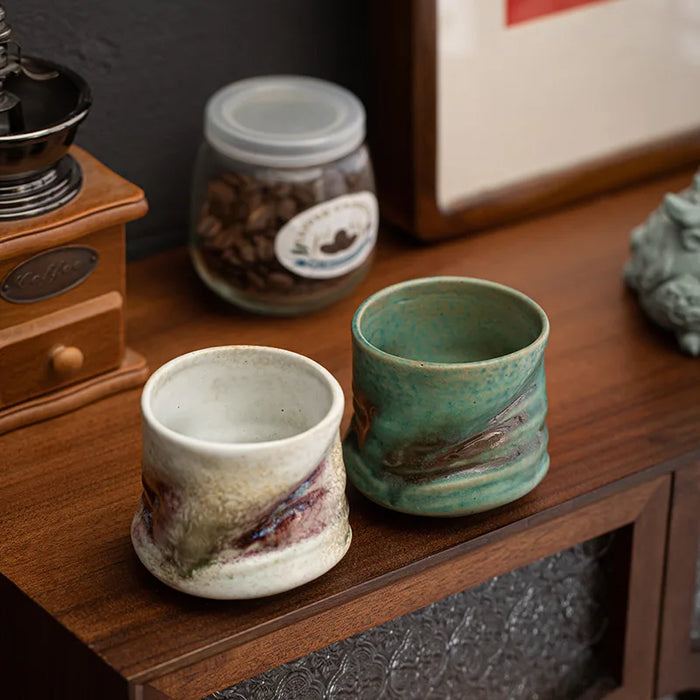 Handmade Crystalline Glaze Ceramic Mug Vintage Underglaze Art Cup for Tea Coffee Minimalist Home Office Decor Unique Gift
