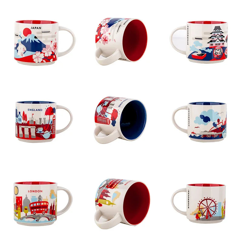 Ceramic Coffee Mug, American and Europe, New York, Los Angeles, Milk Cup, Beautiful Gifts, Party Return Gifts, 400ml