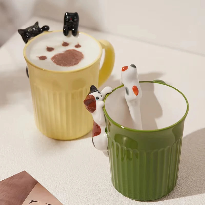 Cartoon Cute Cat Ceramic Mug Creative Office Water Cup Home Breakfast Milk Cup Couple Afternoon Tea Coffee Cup Friend Gift