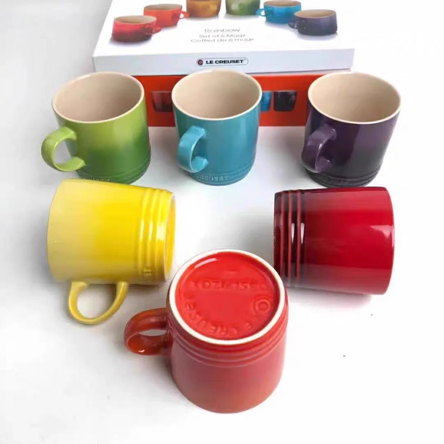 350 Mlnew Creative Macaron Mug Nordic Style Color Gradient Mug Gradient Color Cool Color Rainbow Cup Ceramic Cups With Hand Gift
