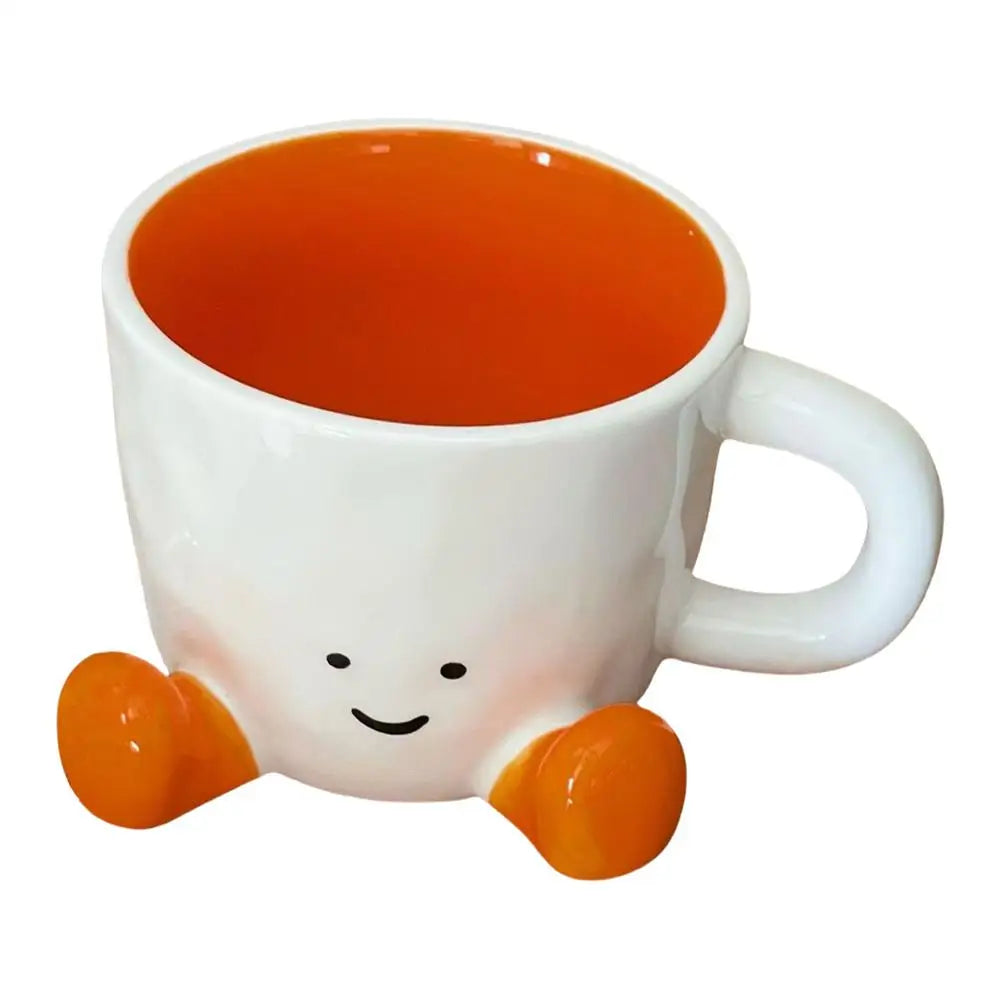 Ceramic coffee mug Adorable feet cup Beverage Container Funny Latte Milk Mug cute smiling face Ceramic cup foot-shaped mug