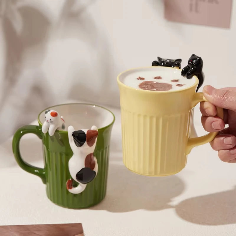 Cartoon Cute Cat Ceramic Mug Creative Office Water Cup Home Breakfast Milk Cup Couple Afternoon Tea Coffee Cup Friend Gift