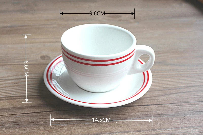 Nordic Coffee Cups Saucers Set Afternoon Tea Cups Cake Dessert Dish Retro Minimalist Lines Ceramic Mug Biscuit Small Plate