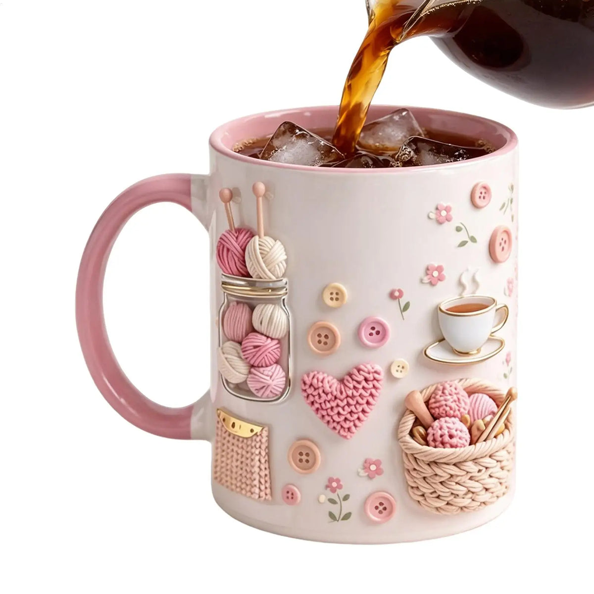 Funny Coffee Mug 350ml Ceramic Crochet Desk Decor Novelty Water Mug Coffee Cups for Women Mom Friend Sister Birthday Christmas