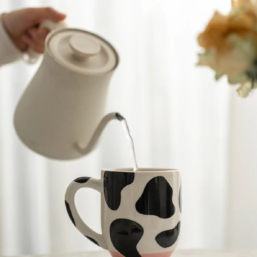 1pc 500ml/17oz Funny Cow Print Coffee Mug, Ceramic Coffee Cup, Water Cup, Summer Winter Drinkware, Perfect Gift