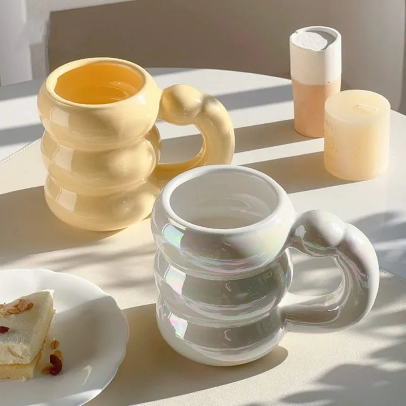 420ml Ceramic Chubby Mug Creative Nordic Coffee Cup Cute Office Afternoon Tea Cloud Mugs Kitchen Drinkware Home Accessories