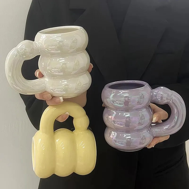 420ml Ceramic Chubby Mug Creative Nordic Coffee Cup Cute Office Afternoon Tea Cloud Mugs Kitchen Drinkware Home Accessories