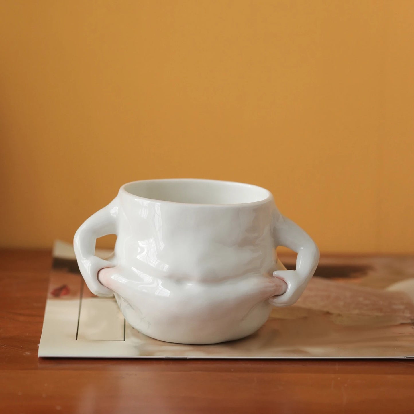 Ceramics Coffee Mug Novelty Fat Belly Mug with Handle Hot Cold Water Drinks Cup for Wedding Kitchen Household Drinkware