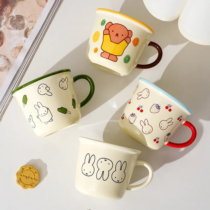 350ML Kawaii Miffy Ceramic Cup Large Capacity Milk Coffee Mug High Temperature Resistance High Appearance Home Water Mug Gift