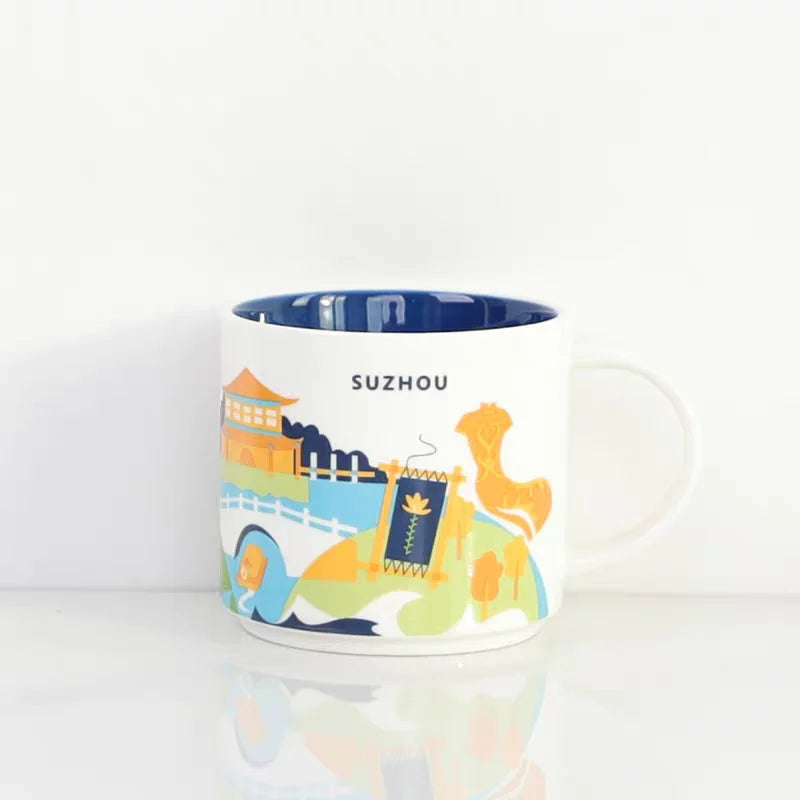Ceramic Coffee Mug, American and Europe, New York, Los Angeles, Milk Cup, Beautiful Gifts, Party Return Gifts, 400ml