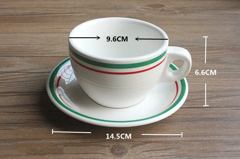 Nordic Coffee Cups Saucers Set Afternoon Tea Cups Cake Dessert Dish Retro Minimalist Lines Ceramic Mug Biscuit Small Plate