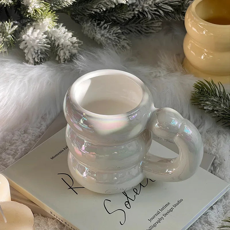 420ml Ceramic Chubby Mug Creative Nordic Coffee Cup Cute Office Afternoon Tea Cloud Mugs Kitchen Drinkware Home Accessories