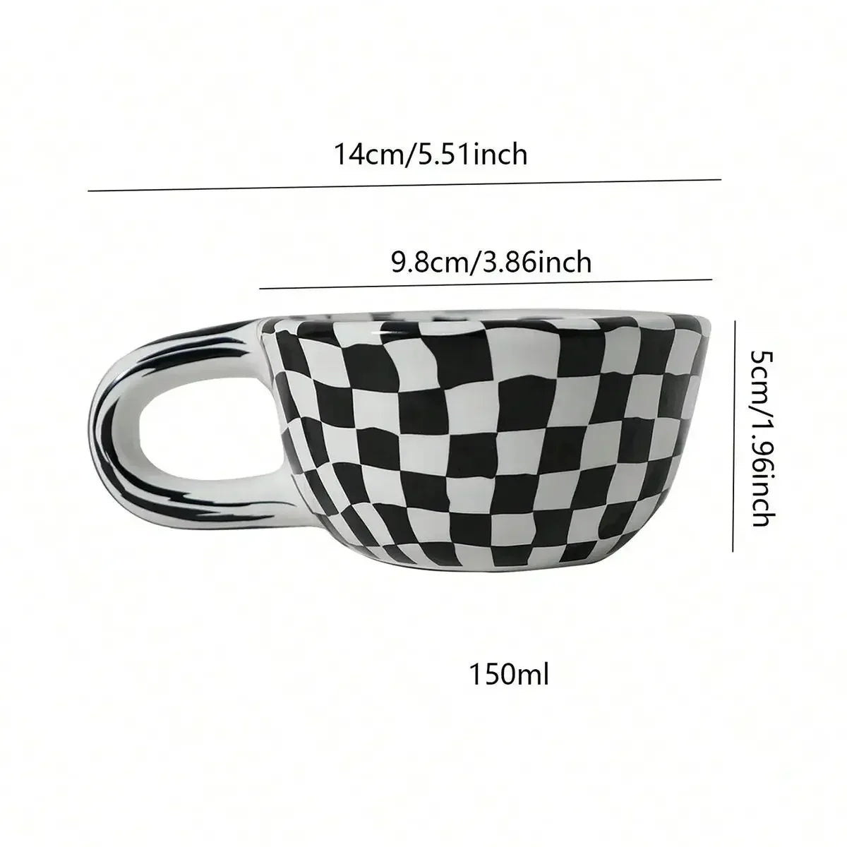 1pc A unique checkerboard ceramic coffee cup - perfect for coffee, milk, tea - an ideal gift for friends and home decor