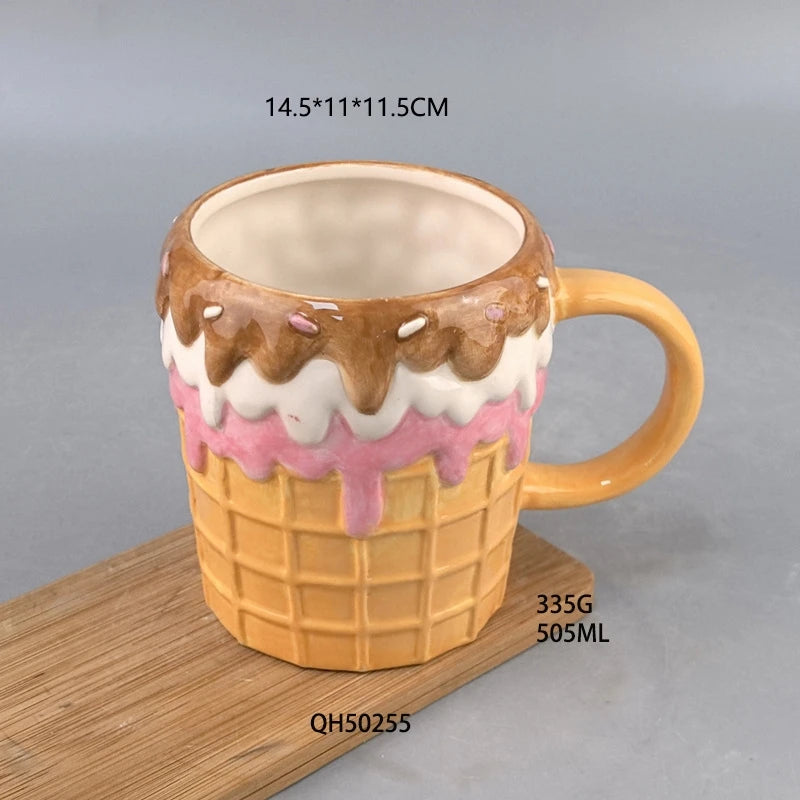 Donut Ceramic Coffee Mug Cute Cartoon Cake Candle Cup Birthday Gift For Couples Party Table Decor Home Desk Display Cozy