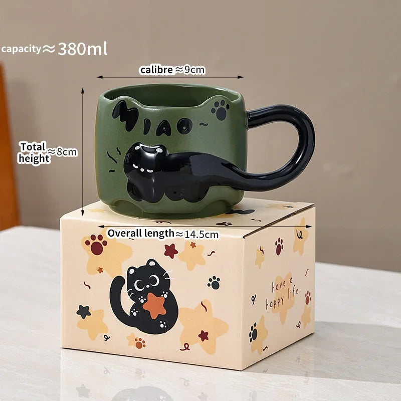 Stacking Cat Mug Coffee Tea Cup Cute Cartoon Design Stacking Creative Adorable Ceramic Fun Gift For Daily Household Use Mug