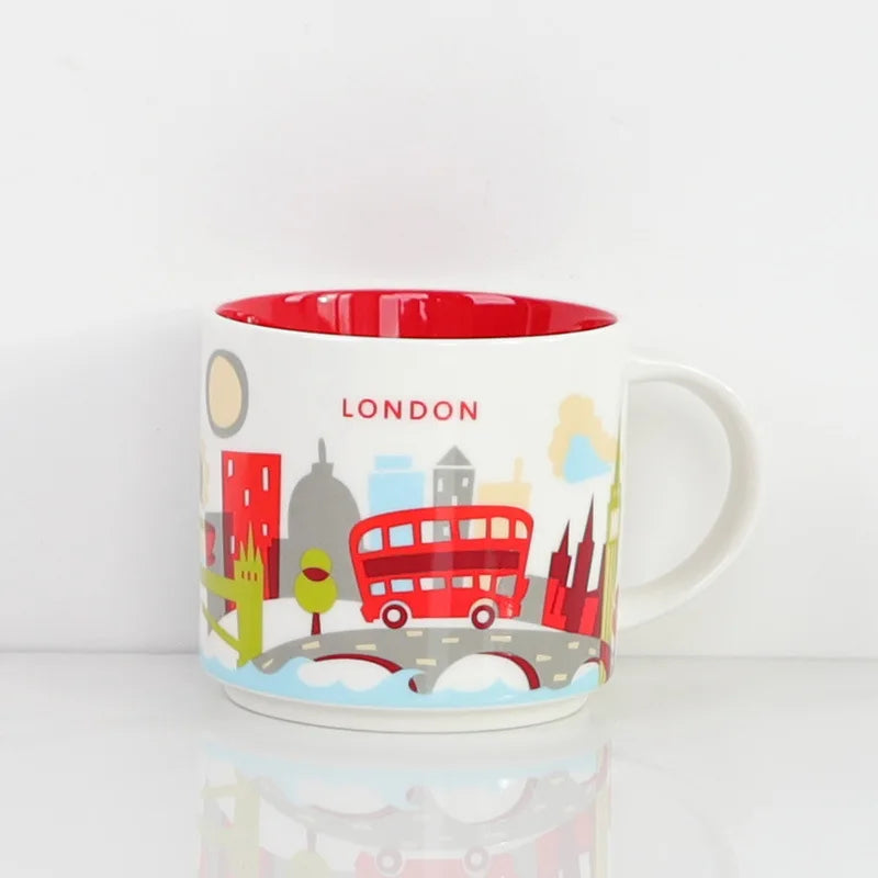 Ceramic Coffee Mug, American and Europe, New York, Los Angeles, Milk Cup, Beautiful Gifts, Party Return Gifts, 400ml