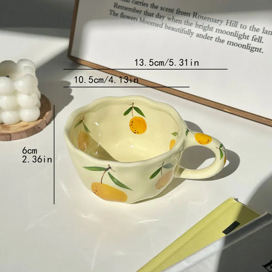 Ceramic Coffee Cup, Hand-made Irregular Flower Milk Tea Cup, Simple Office Mug, Home Breakfast Milk Cup, Kitchen Supplies