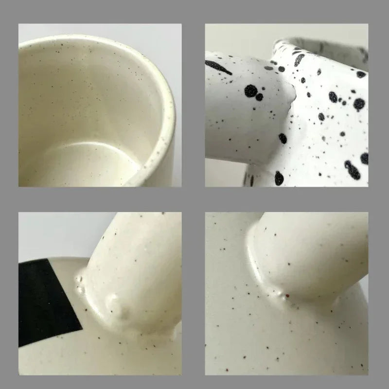 330ml Creative Nordic Ceramic Cup Home Breakfast Milk Oat Cups Splash Ink Wave Dot Mug Irregular Spotted Desig Thick Handle Mugs
