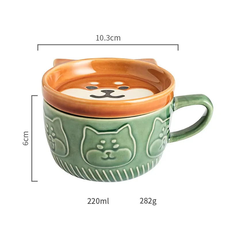 Cartoon Cat Ceramic Coffee Cups Mug Ceramics Japanese Cute Cat Milk Cup Kids Breakfast Oat Milk Mugs With Lid Creative Gift