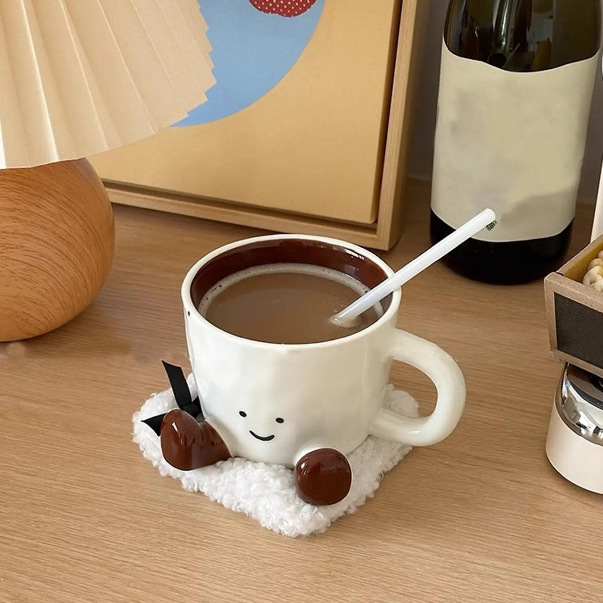 Adorable Ceramic Coffee Mug Feet Cup Beverage Container Funny Latte Milk Mug Cute Smiling Face Ceramic Cup Foot-shaped Mug
