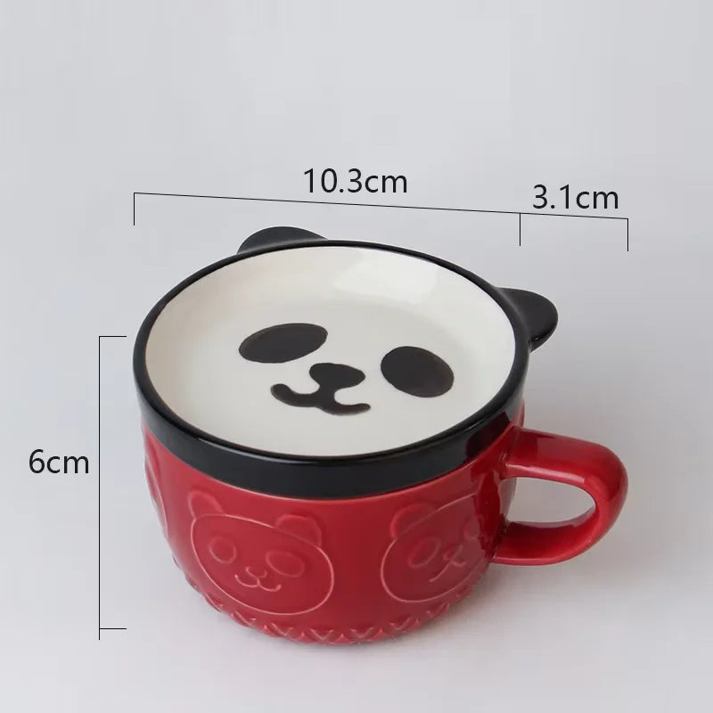 Cartoon Cat Ceramic Coffee Cups Mug Ceramics Japanese Cute Cat Milk Cup Kids Breakfast Oat Milk Mugs With Lid Creative Gift