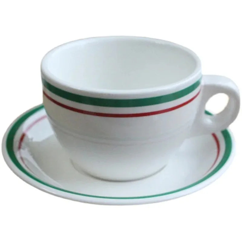 Nordic Coffee Cups Saucers Set Afternoon Tea Cups Cake Dessert Dish Retro Minimalist Lines Ceramic Mug Biscuit Small Plate
