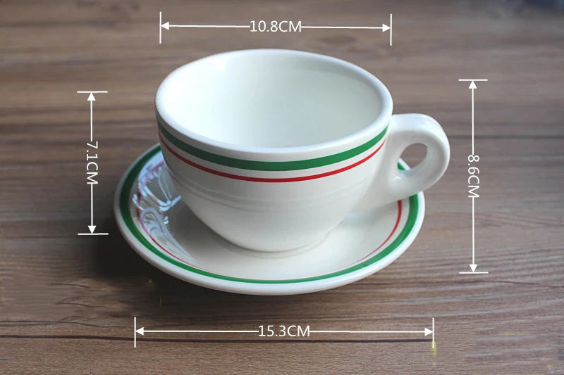 Nordic Coffee Cups Saucers Set Afternoon Tea Cups Cake Dessert Dish Retro Minimalist Lines Ceramic Mug Biscuit Small Plate