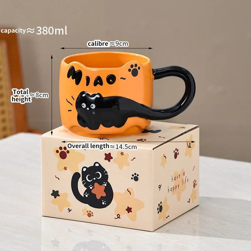 Stacking Cat Mug Coffee Tea Cup Cute Cartoon Design Stacking Creative Adorable Ceramic Fun Gift For Daily Household Use Mug