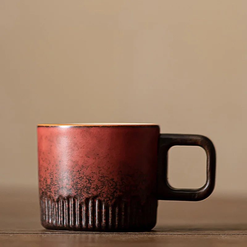 60ml Gradient ceramic tea cup with handle, heat-resistant coffee cup, household hand drawn mini minimalist mug