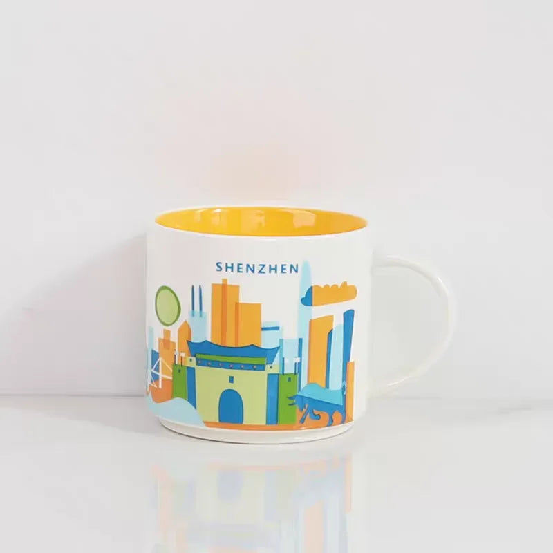 Ceramic Coffee Mug, American and Europe, New York, Los Angeles, Milk Cup, Beautiful Gifts, Party Return Gifts, 400ml