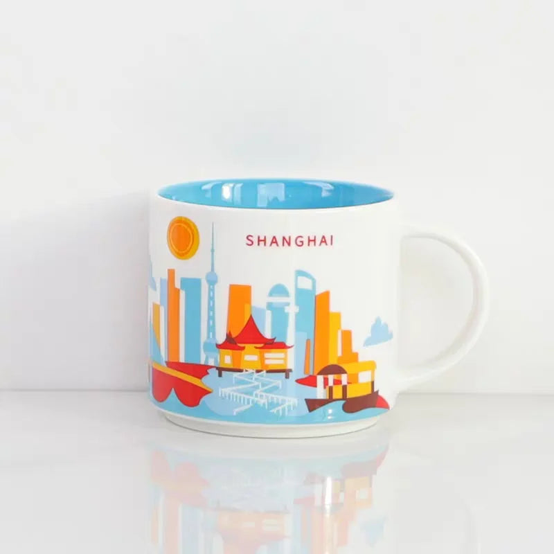 Ceramic Coffee Mug, American and Europe, New York, Los Angeles, Milk Cup, Beautiful Gifts, Party Return Gifts, 400ml