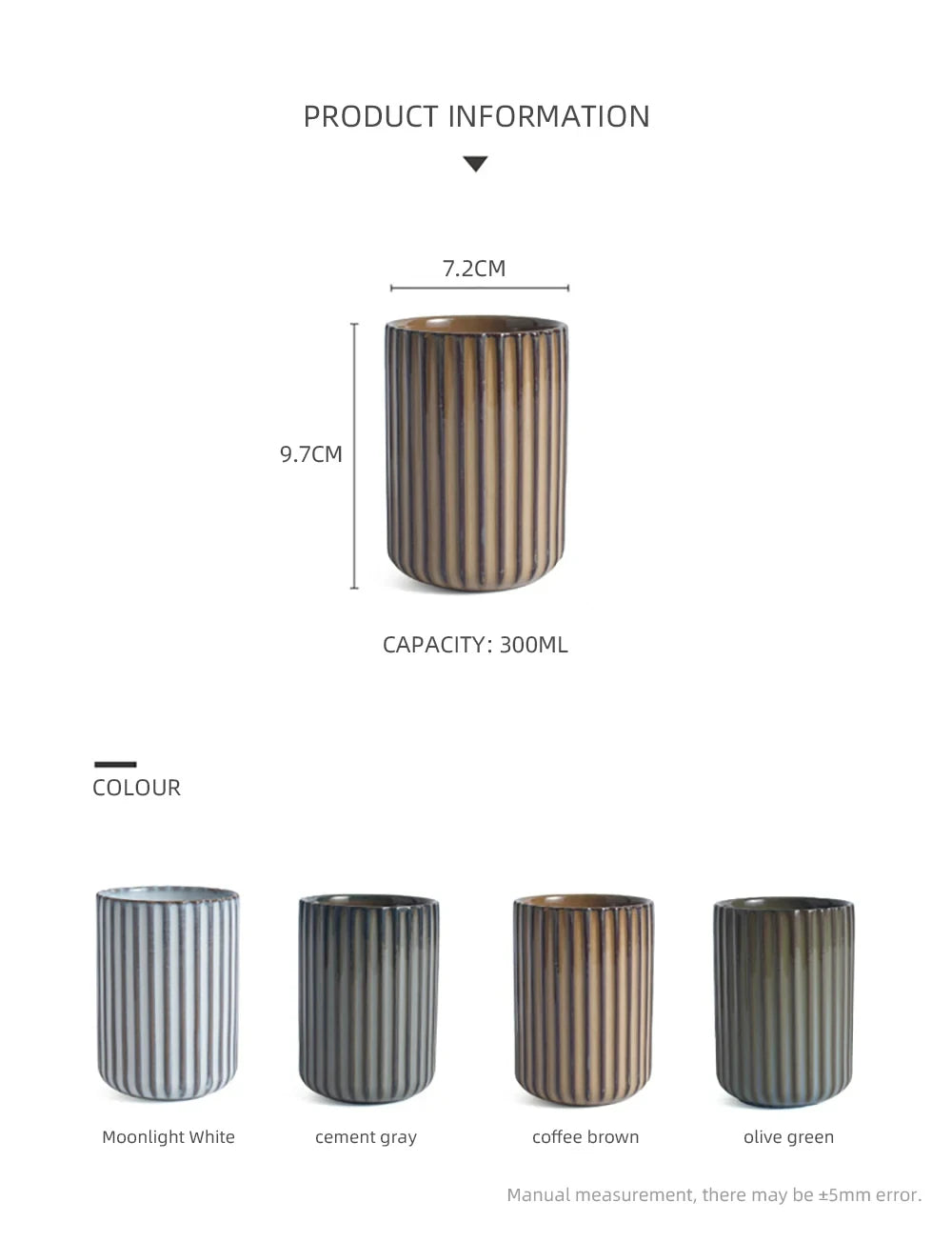 Vertical Striped Ceramic Coffee Mug, Exquisite Teacup, 300ml, Sake, Sushi, Family Restaurant Dinnerware, Wholesale Cups