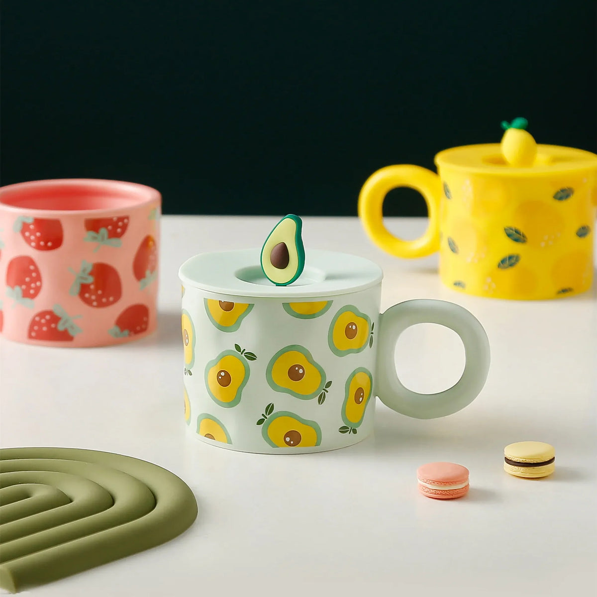 Fruit Mug With Lid Large Capacity Drinking Cup Ceramic Coffee Cups Free Shipping Original Breakfast Cups Unusual Tea Cup Mugs Go