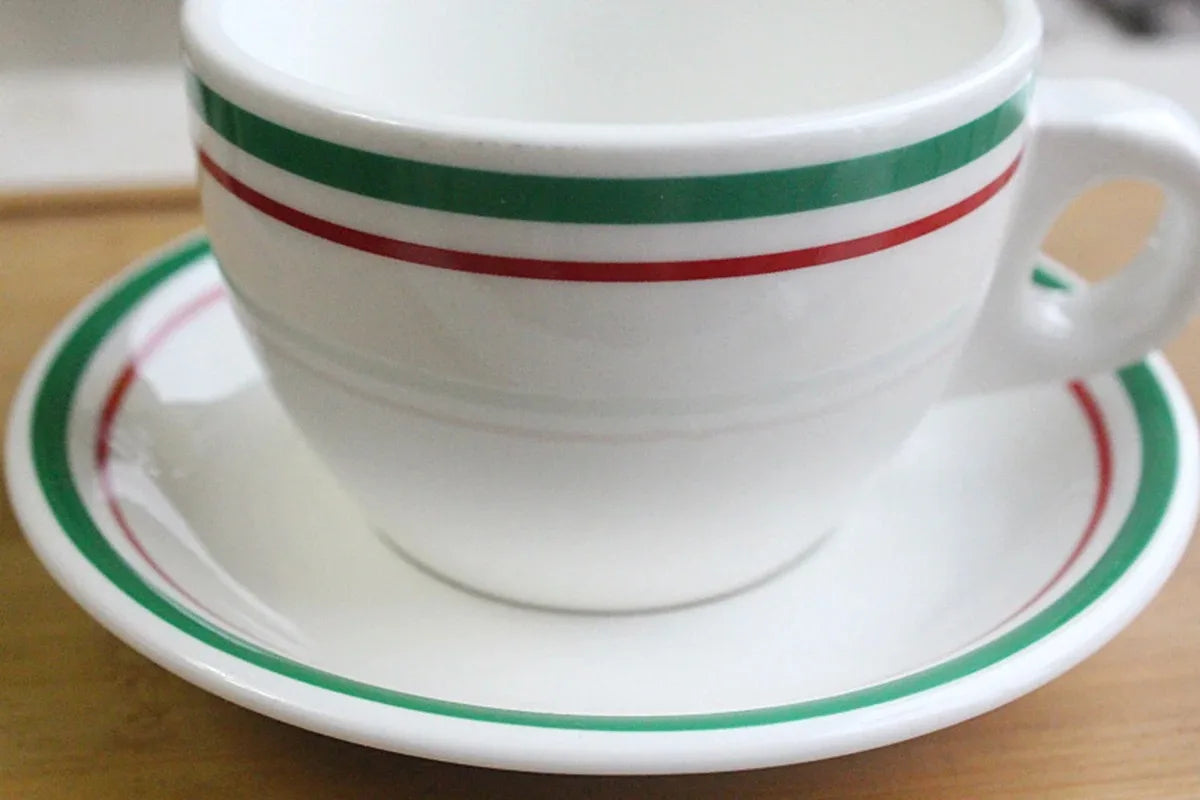 Nordic Coffee Cups Saucers Set Afternoon Tea Cups Cake Dessert Dish Retro Minimalist Lines Ceramic Mug Biscuit Small Plate
