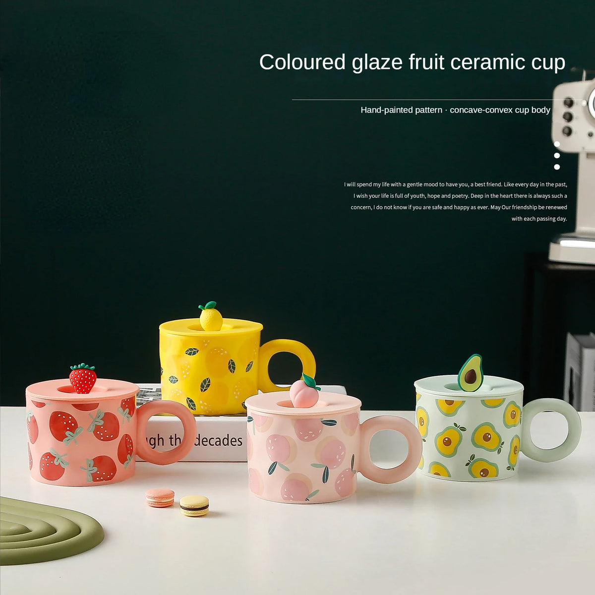 Fruit Mug With Lid Large Capacity Drinking Cup Ceramic Coffee Cups Free Shipping Original Breakfast Cups Unusual Tea Cup Mugs Go