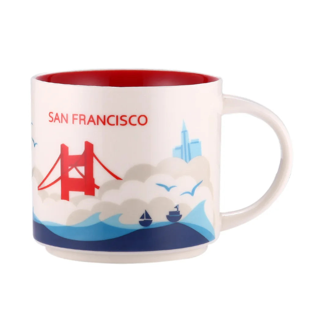 Ceramic Coffee Mug, American and Europe, New York, Los Angeles, Milk Cup, Beautiful Gifts, Party Return Gifts, 400ml
