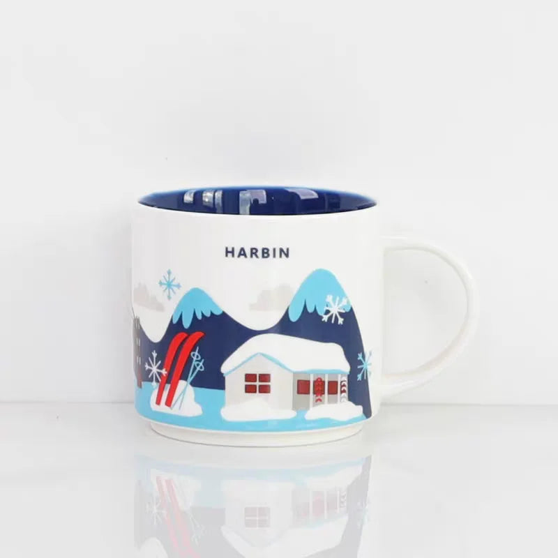 Ceramic Coffee Mug, American and Europe, New York, Los Angeles, Milk Cup, Beautiful Gifts, Party Return Gifts, 400ml