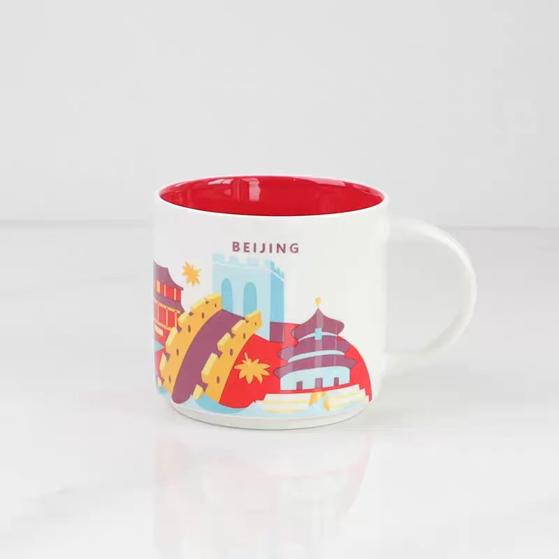 Ceramic Coffee Mug, American and Europe, New York, Los Angeles, Milk Cup, Beautiful Gifts, Party Return Gifts, 400ml