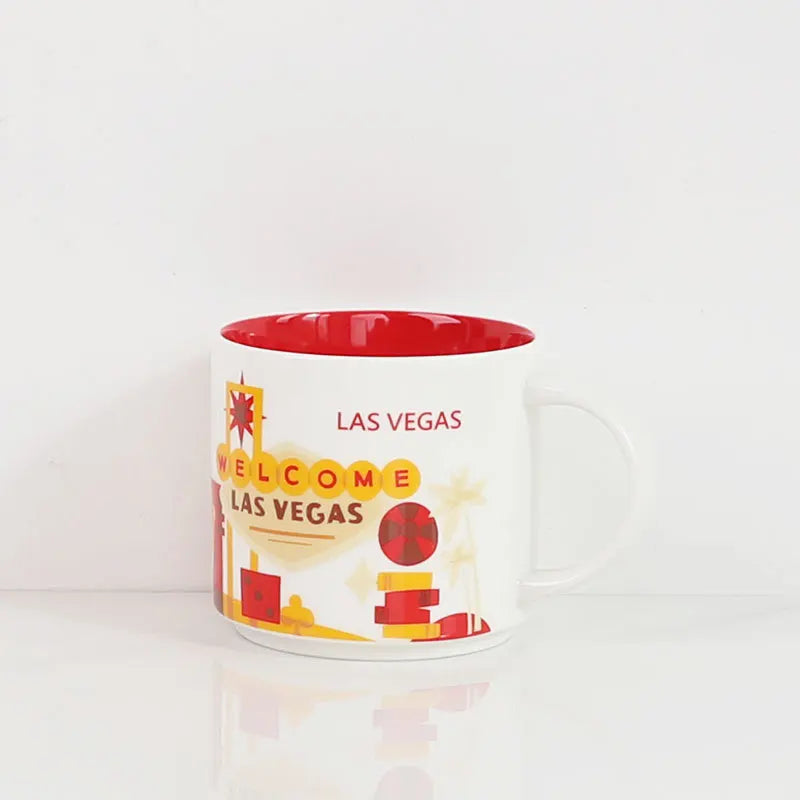 Ceramic Coffee Mug, American and Europe, New York, Los Angeles, Milk Cup, Beautiful Gifts, Party Return Gifts, 400ml