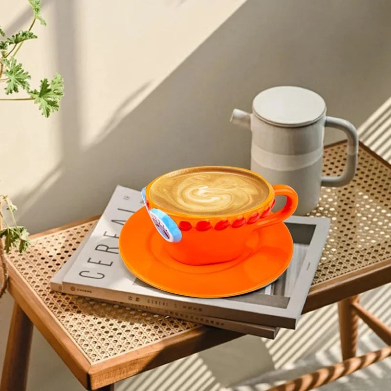 Cartoon Coffee Cup and Saucer Creative Hat Shaped Water Cups Cosplay Anime Chopper Ace Sabo Ceramic Mug Dessert Plate Gifts