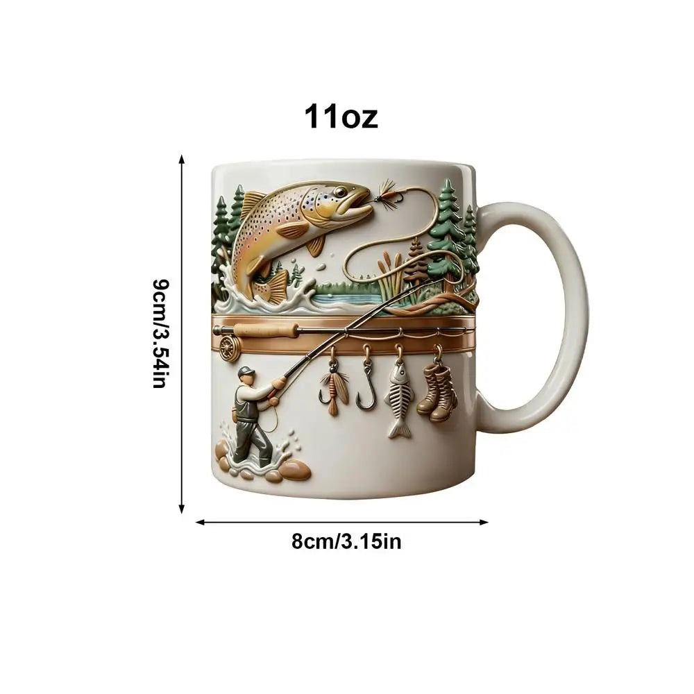 Fishing Mug 350ml Ceramic Funny Novelty Drinkware Fisherman Coffee Mug water Cup For Daily Outdoor Camping Household Use Mug