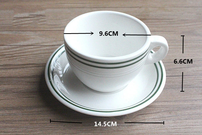 Nordic Coffee Cups Saucers Set Afternoon Tea Cups Cake Dessert Dish Retro Minimalist Lines Ceramic Mug Biscuit Small Plate