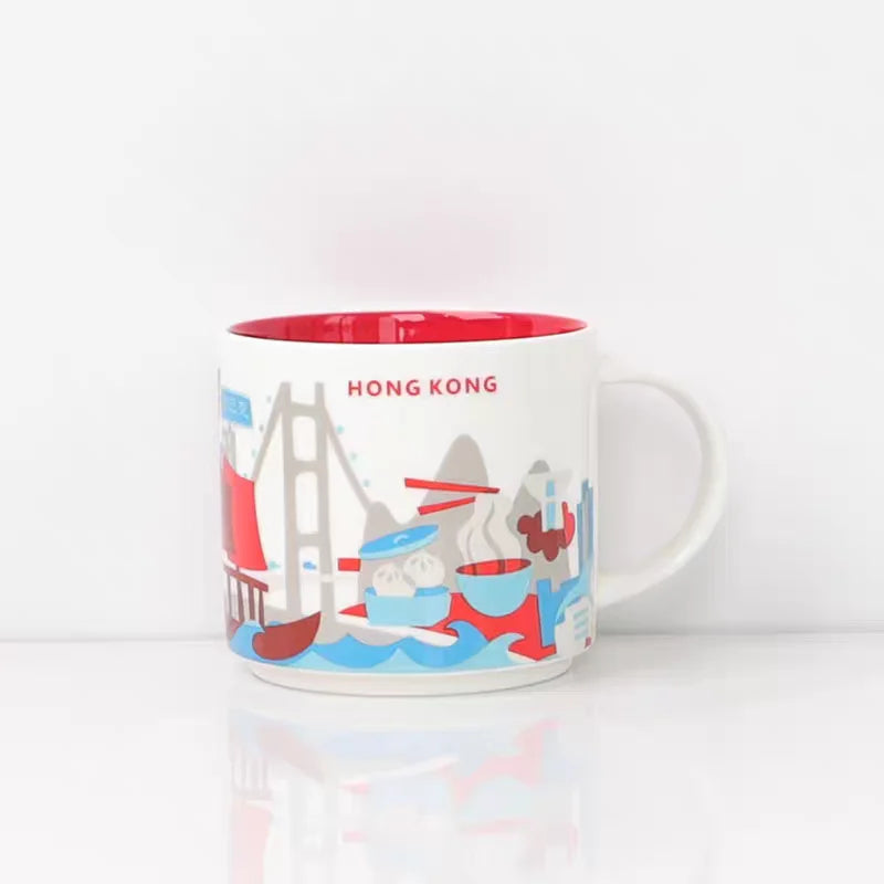 Ceramic Coffee Mug, American and Europe, New York, Los Angeles, Milk Cup, Beautiful Gifts, Party Return Gifts, 400ml