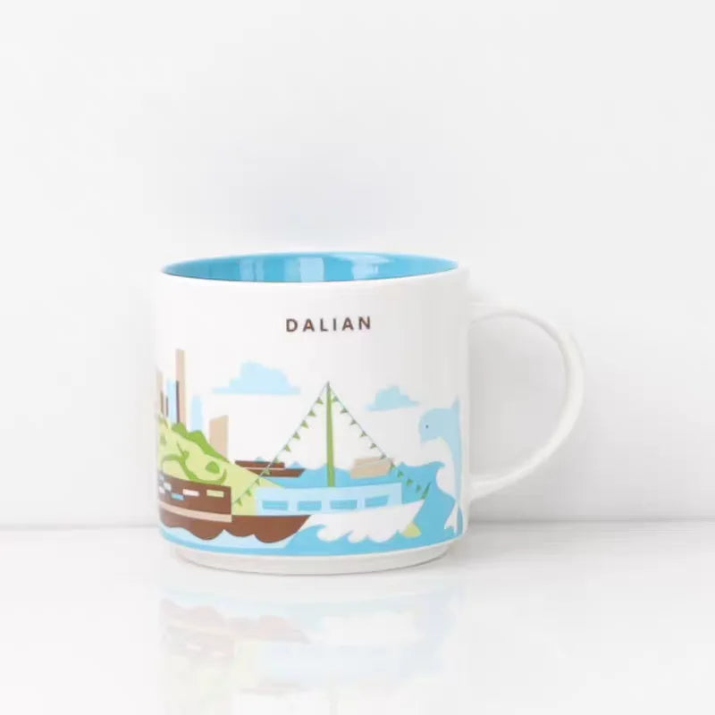 Ceramic Coffee Mug, American and Europe, New York, Los Angeles, Milk Cup, Beautiful Gifts, Party Return Gifts, 400ml