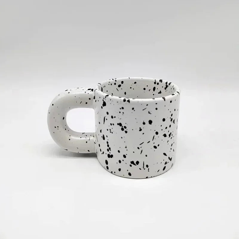 330ml Creative Nordic Ceramic Cup Home Breakfast Milk Oat Cups Splash Ink Wave Dot Mug Irregular Spotted Desig Thick Handle Mugs